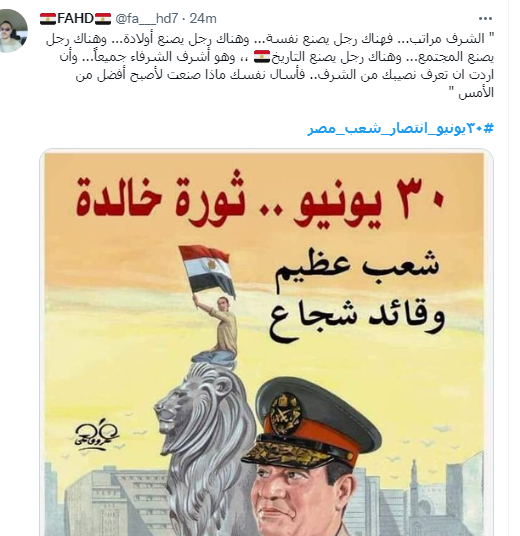 تغريدة داعمه لثورة 30 يونيو