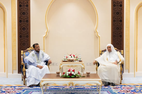 الأمين العام لرابطة العالم الإسلامي لدى لقاء وزير الشؤون الإسلامية والتعليم الأصلي الموريتاني
