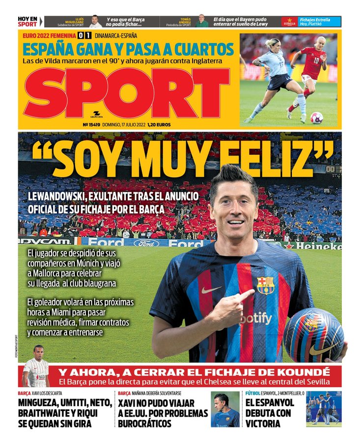 Sport newspaper cover