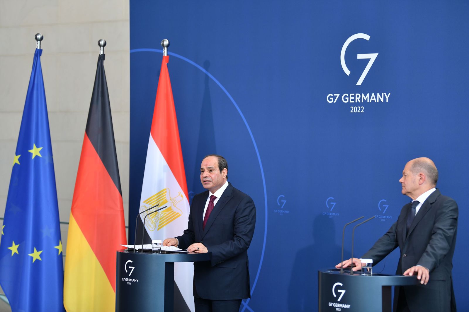 جانب من لقاء الرئيس عبد الفتاح السيسى والمستشار الألمانى