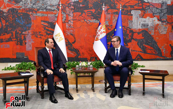 الرئيس السيسي وجلسة مباحثات مع نظيره الصربي