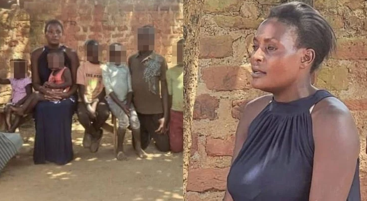 الزوجة الأوغندية مع أبناءها