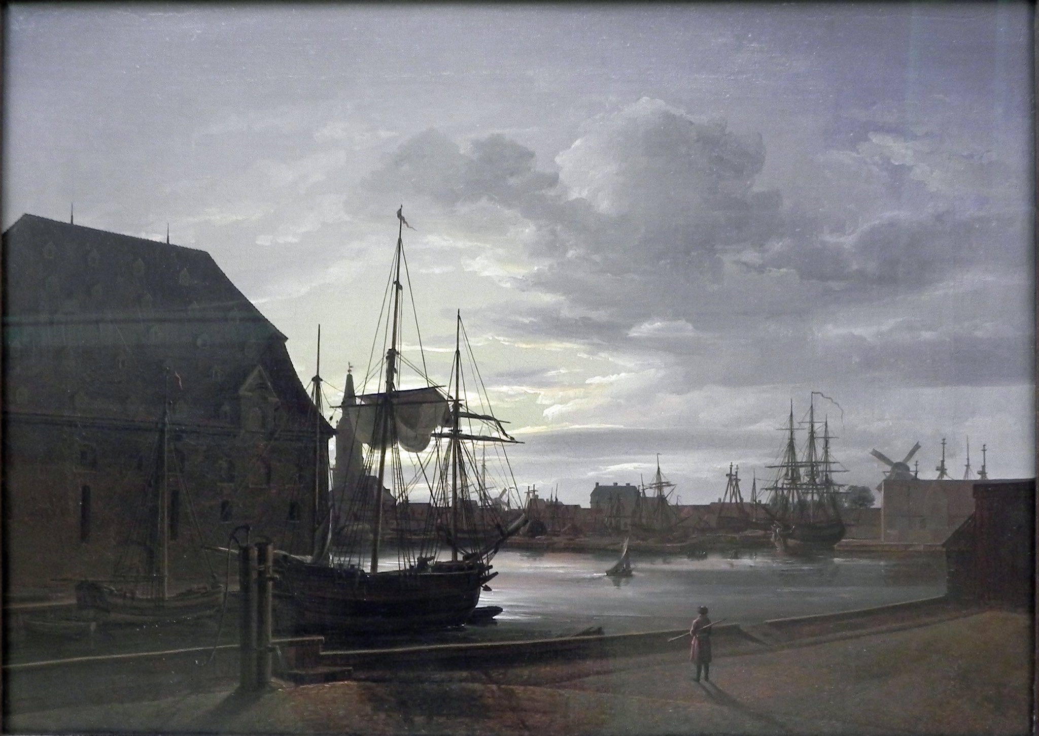للوحة الأولى ليوهان كريستيان كوبنهاغن ميناء على ضوء القمر سنة 1846م