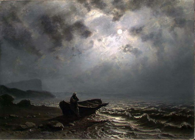 كنود أيضاً، وبحار وحيداً على الشاطئ في ليلة مقمرة رسمها سنة 1876م