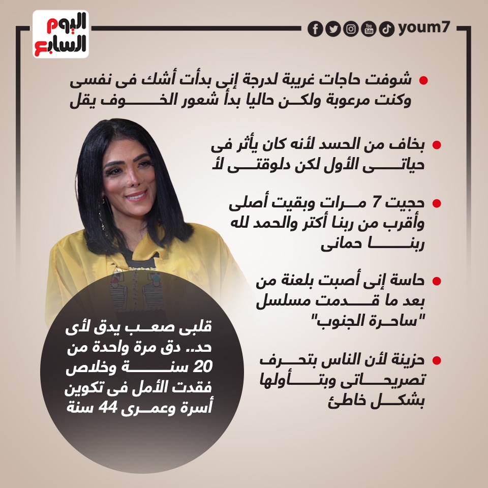 أبرز تصريحات حورية فرغلى لتلفزيون اليوم السابع