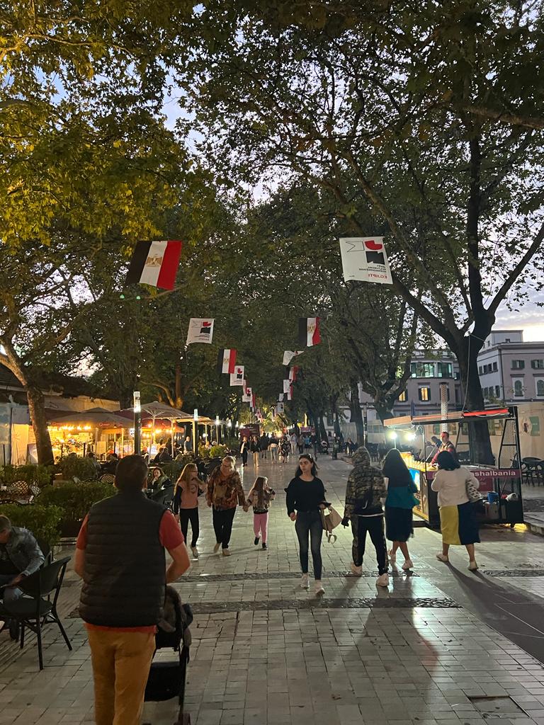 الأعلام فى شوارع ألبانيا