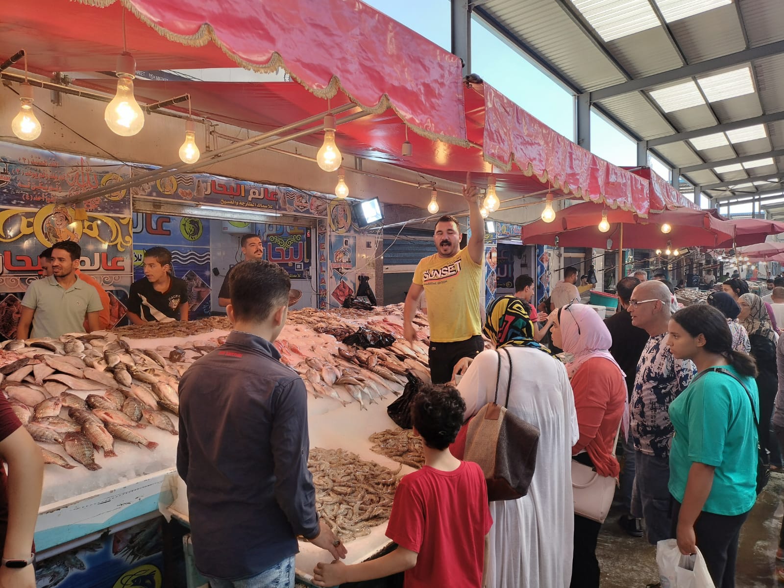 استمرار توافد أبناء بورسعيد والمحافظات الأخرى على سوق الأسماك  (6)