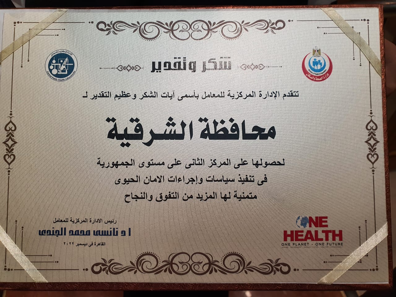 شهادة تقدير من الوزارة شهادة تقدير من الوزارة