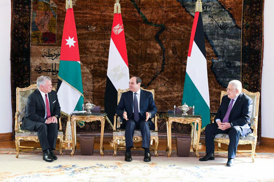 قمة ثلاثية تضم الرئيس السيسى، والملك عبد الله الثانى، والرئيس عباس أبو مازن (2)