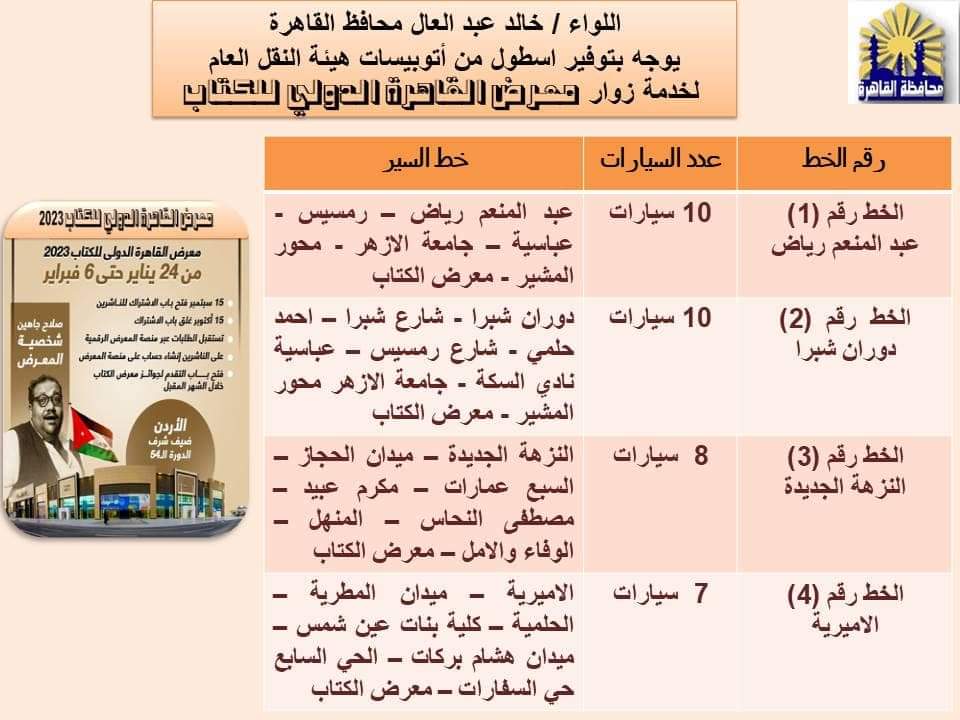 7 خطوط لنقل الزوار.. القاهرة تستعد لاستقبال معرض الكتاب الدولي