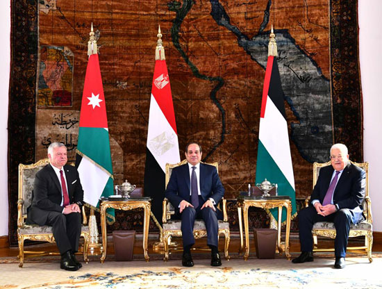 قمة ثلاثية تضم الرئيس السيسى، والملك عبد الله الثانى، والرئيس عباس أبو مازن (5)