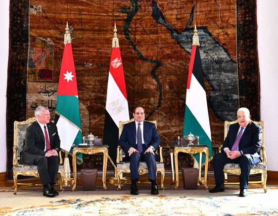 قمة ثلاثية تضم الرئيس السيسى، والملك عبد الله الثانى، والرئيس عباس أبو مازن (4)
