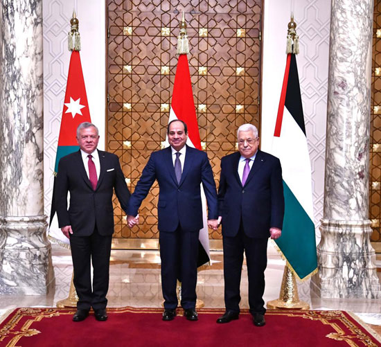 قمة ثلاثية تضم الرئيس السيسى، والملك عبد الله الثانى، والرئيس عباس أبو مازن (3)