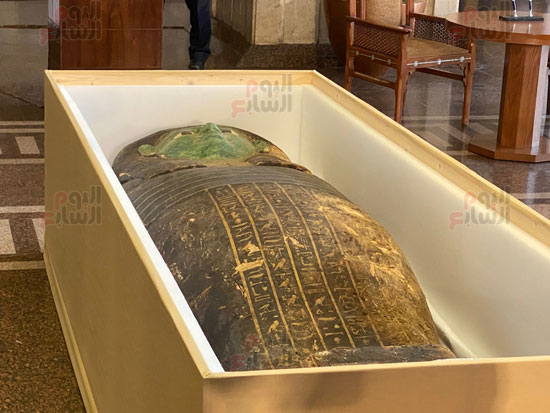 The green coffin after its arrival in Egypt
