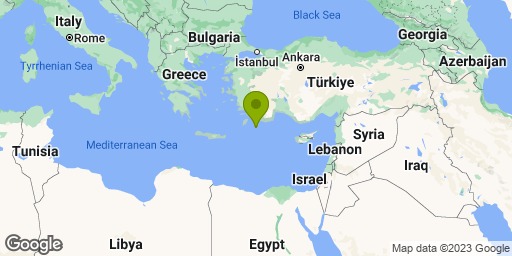 خريطة توضح موقع زلزال شرق البحر المتوسط