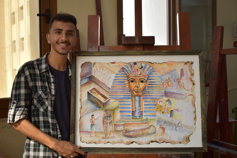 A painting of the life of the pharaohs, designed by Ahmed El-Araby