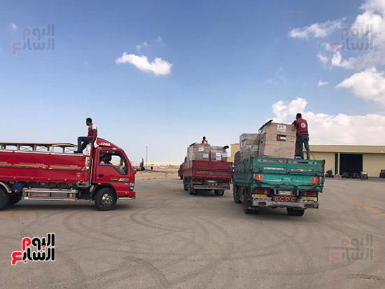  شحنة مساعدات إنسانية دولية من الأردن لمطار العريش (3)
