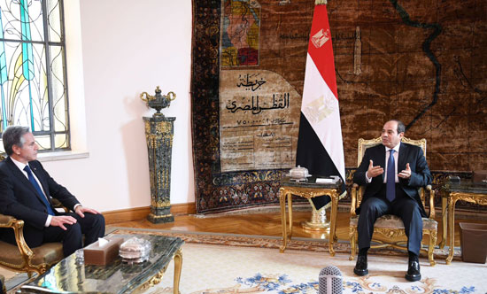 الرئيس السيسى مع وزير خارجية أمريكا (1)