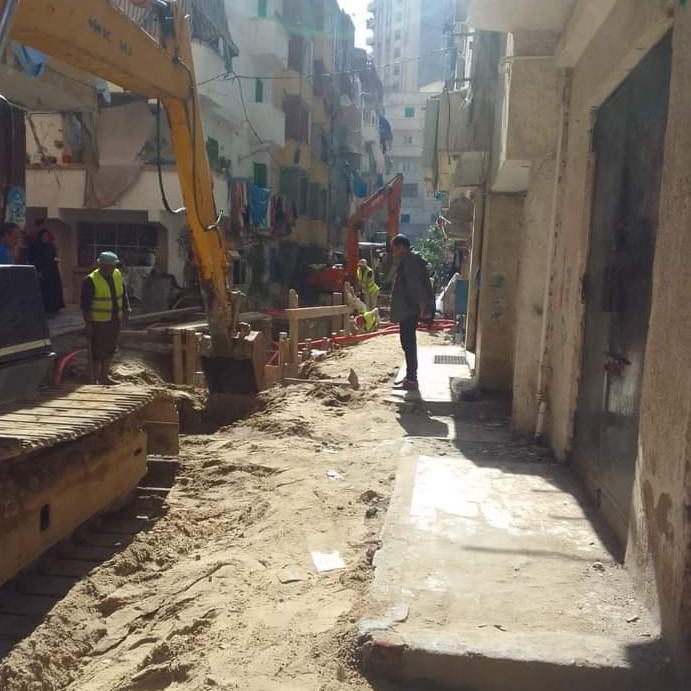 مشروع الصرف الصحي بشارع النصر أبوقير الإسكندرية
