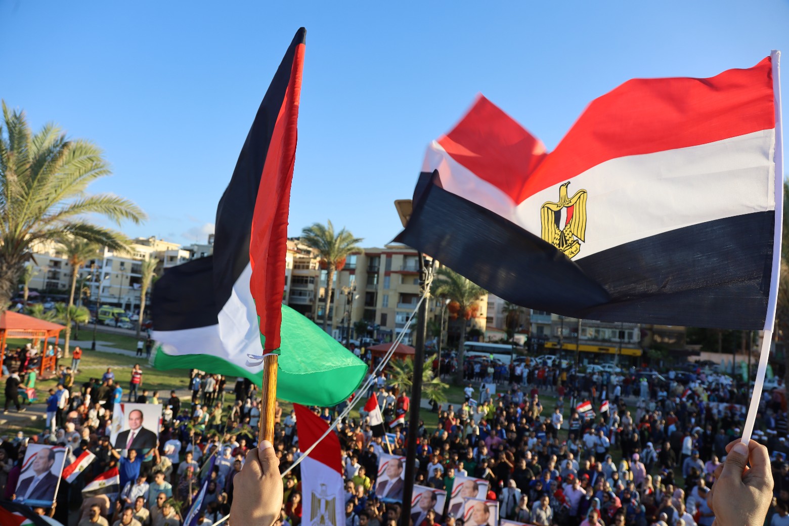 جانب من المسيرة ودعم القضية الفلسطينية وقرارات الرئيس برفض التهجير (9)