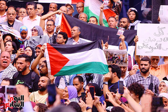 وقفة احتجاجيه تنديدا بجرائم الاحتلال الإسرائيلى على سلم نقابة الصحفيين (16)