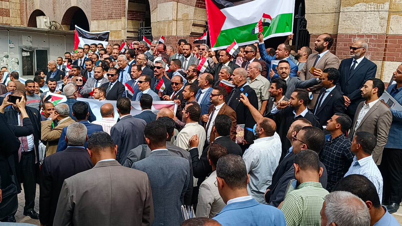 نقابة المحامين بأسيوط ينظمون وقفة تضامنا مع الشعب الفلسطيني  (5)