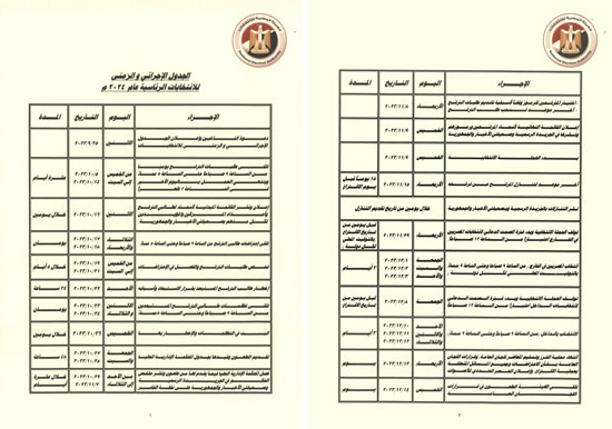 الجدول الزمني لإجراءات انتخابات الرئاسة (2)