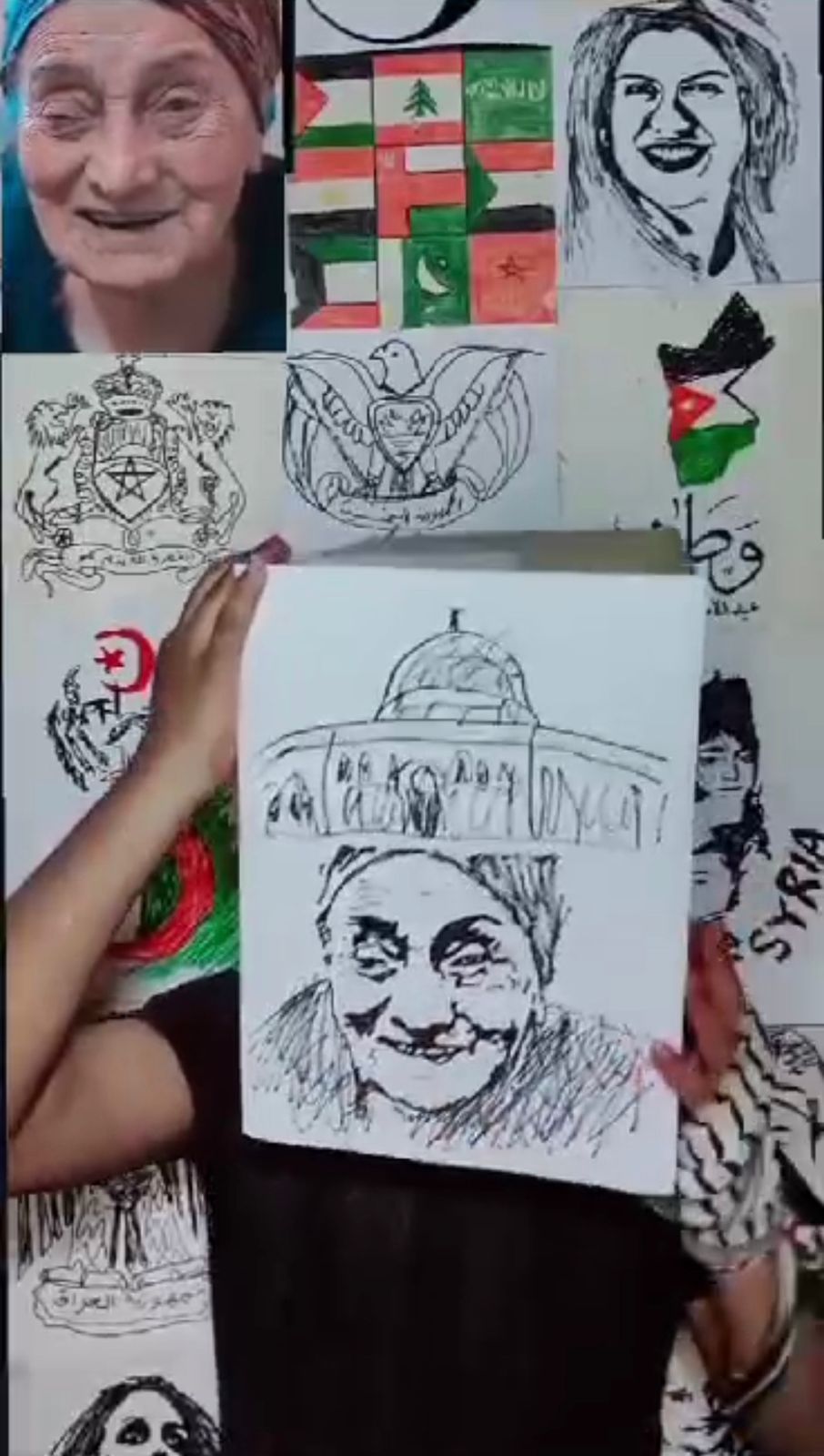 رسام يمني يدعم  القضية الفلسطينية بالرسم