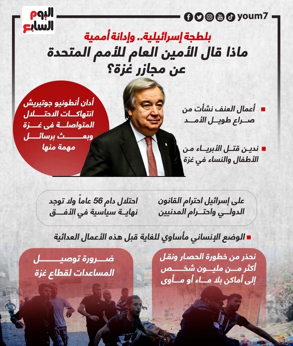ماذا قال الأمين العام للأمم المتحدة عن مجازر غزة