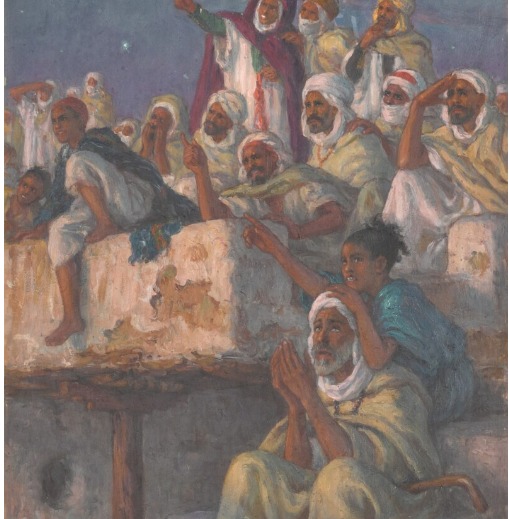 لوحة رؤية هلال رمضان للمستشرق نصر الدين إتيان
