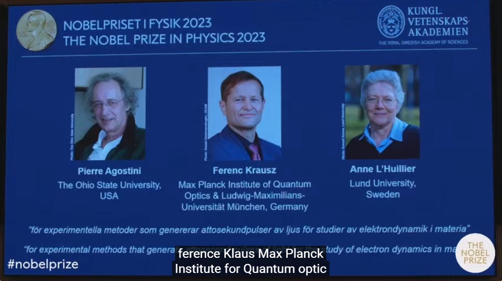 الفائزون بجائزة نوبل فى الفيزياء 2023