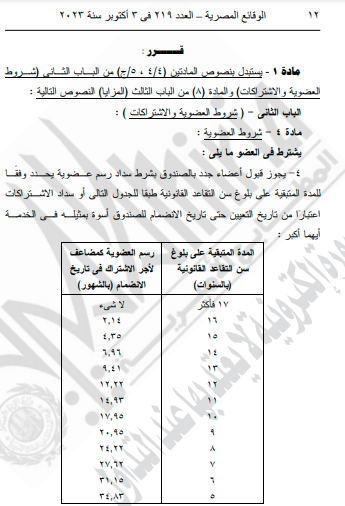 شروط العضوية والاشتراكات