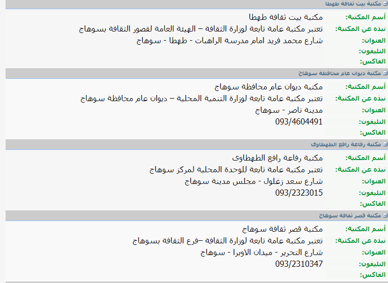 مواقع وعناوين المكتبات العامة بمحافظة سوهاج (5)
