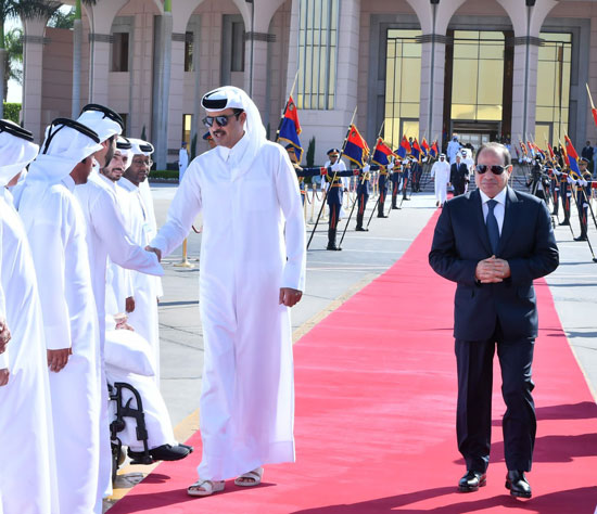 الرئيس السيسي يستقبل الأمير تميم بن حمد