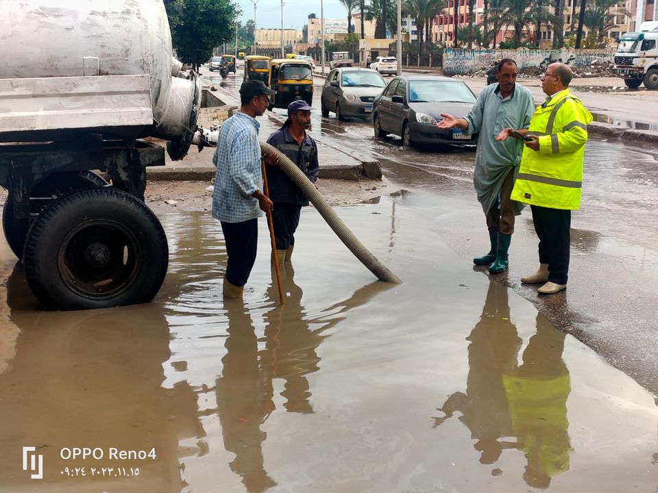 رفع مياه الامطار بمدينة كفر الشيخ