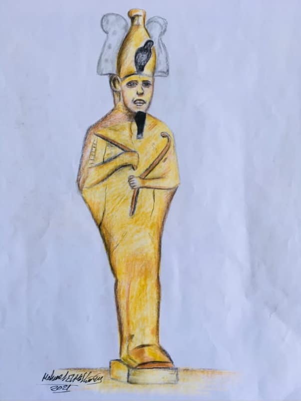 رسمه  لطفل لاحدج التماثيل بمتحف كفر الشيخ