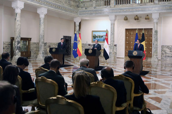 موتمر السيسى ورئيس وزراء اسبانيا وبلجيكا