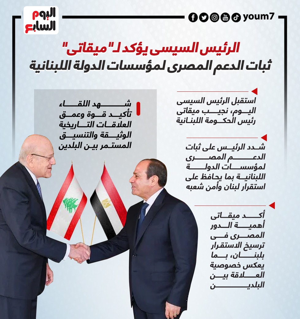 الرئيس عبد الفتاح السيسي يستقبل رئيس الحكومة اللبنانية