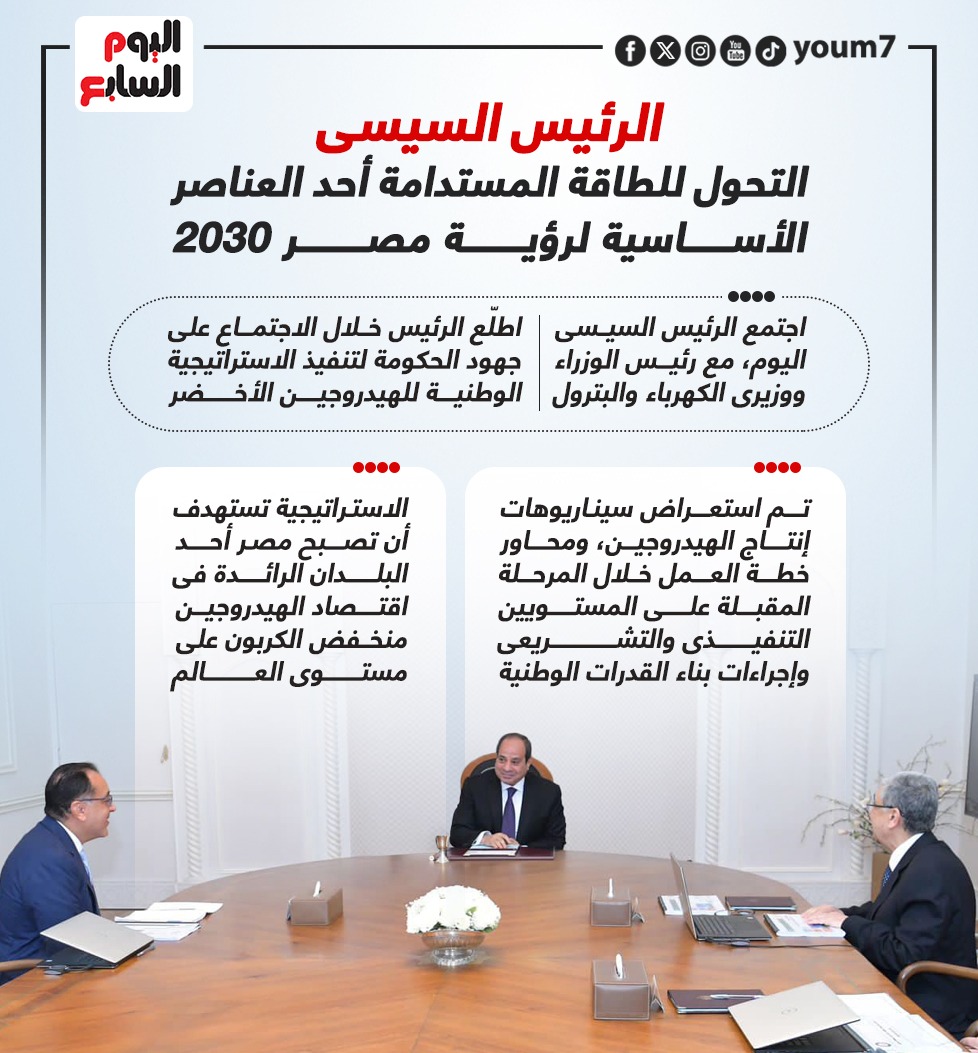 الرئيس السيسى التحول للطاقة المستدامة أحد العناصر الأساسية لرؤية مصر 2030
