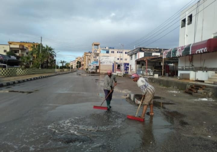 تصريف مياه الامطار من شوارع مصيف بلطيم