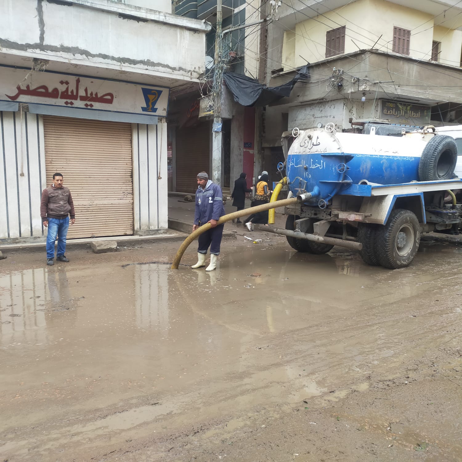 رفع مياه الامطار بمدينة  قلين