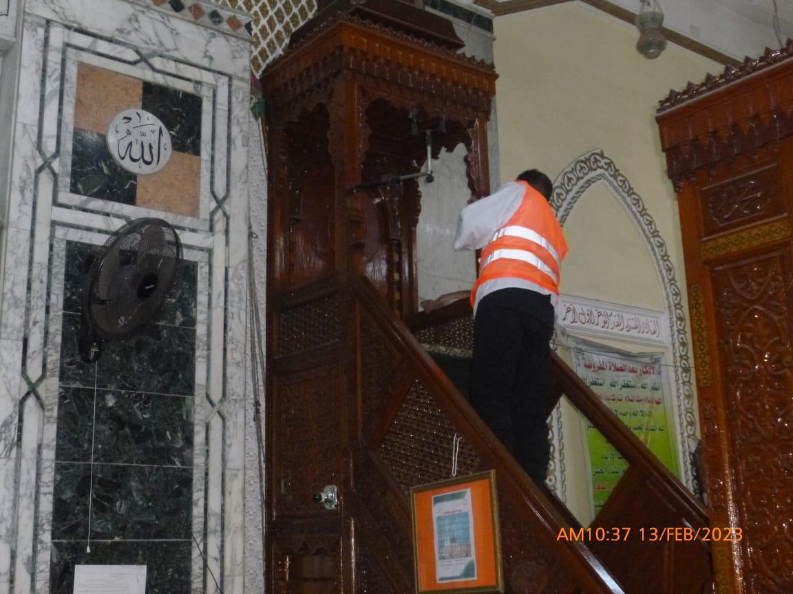 حملة تعقيم مسجد أبو العباس بالإسكندرية