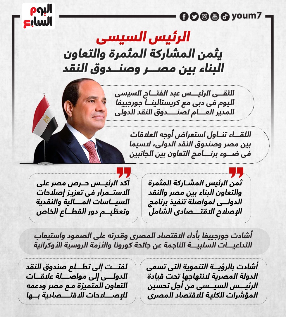 الرئيس السيسى يثمن المشاركة بين مصر وصندوق النقد