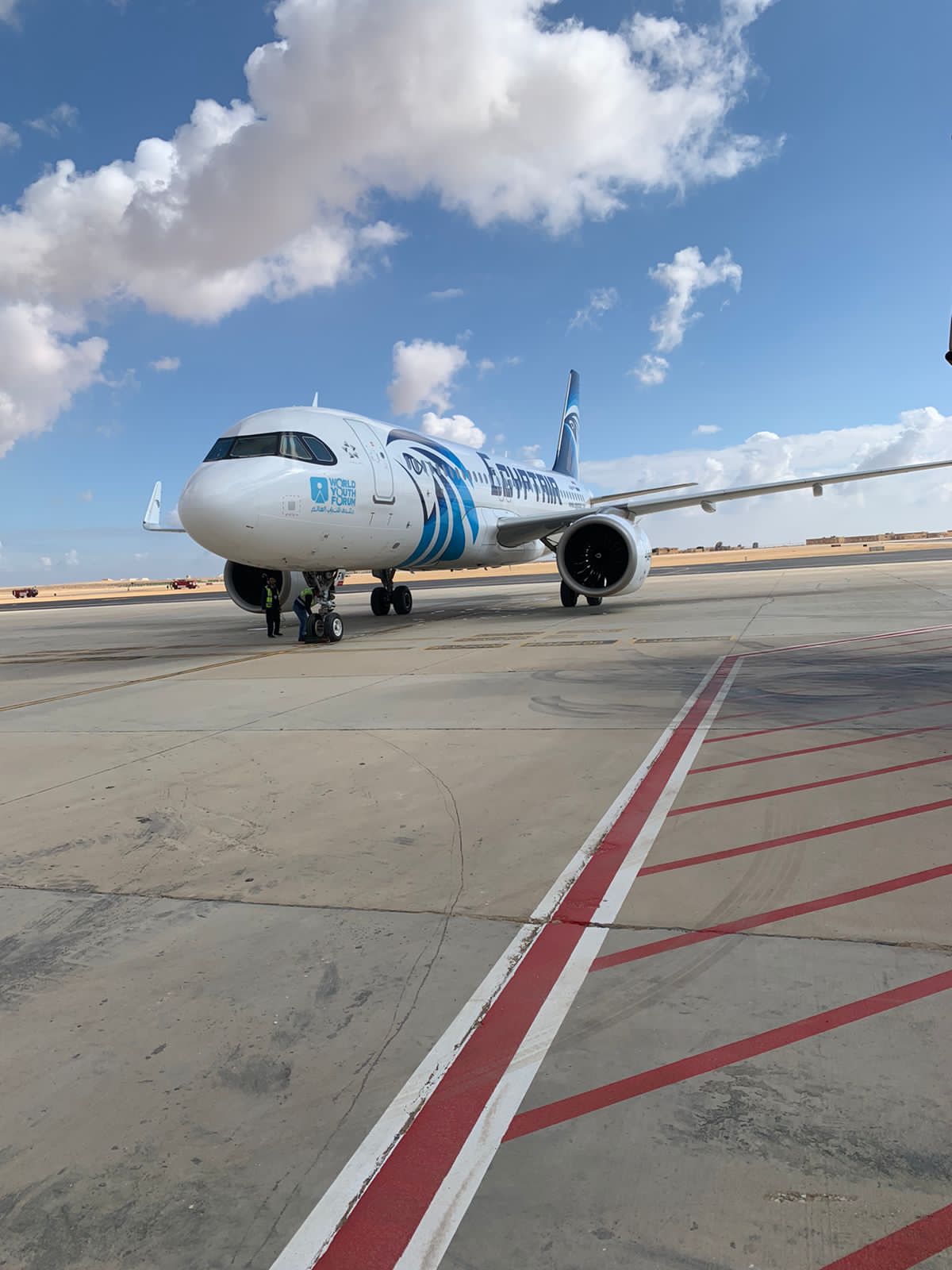 مصر للطيران تسير أول رحلة دولية من مطار سفنكس لنقل وفد ألميريا الإسباني (2)