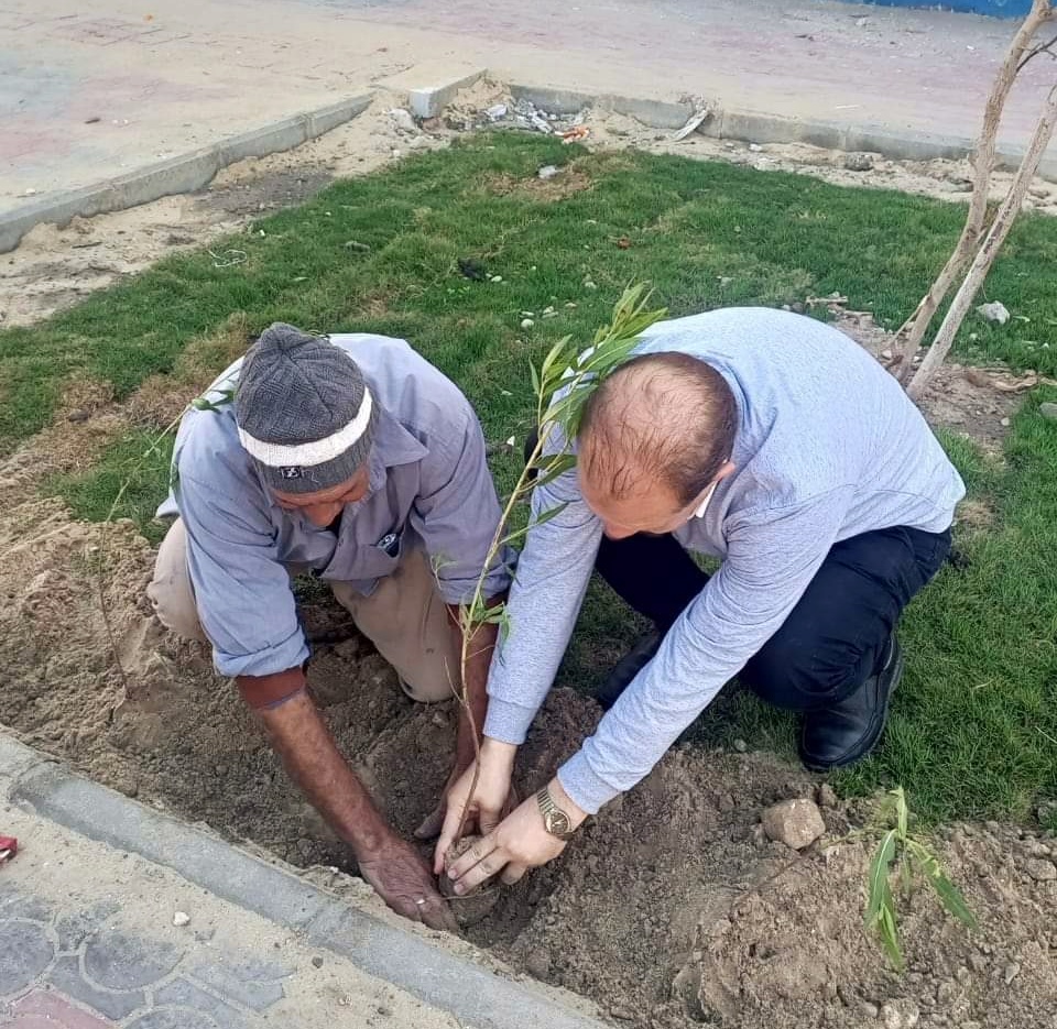 دكتور منصور يقوم بزرع الشجرة