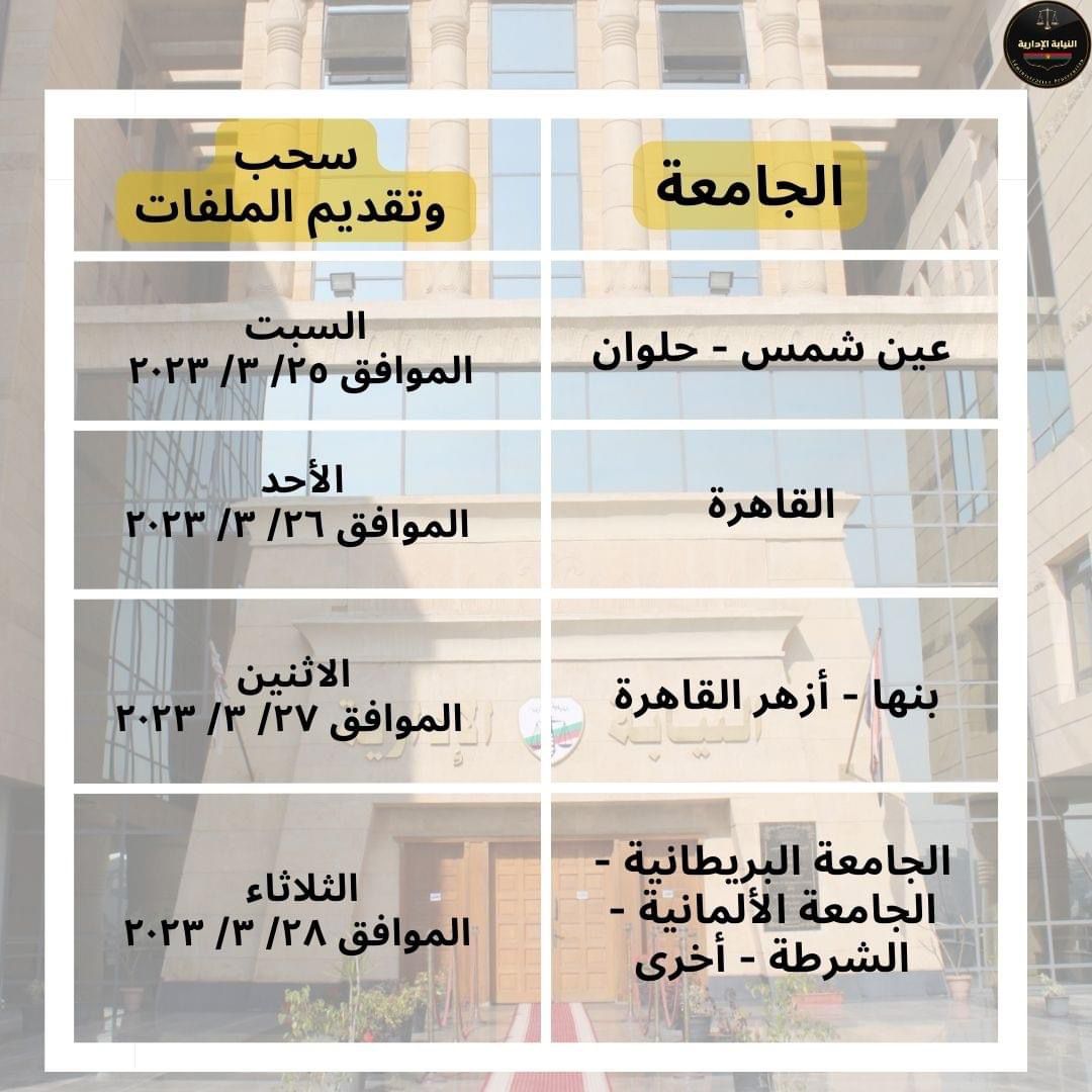 الأيام المحددة لكل جامعة (3)
