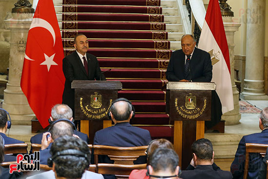 مؤتمر وزير الخارجيه المصري ووزير الخارجيه التركي بالقاهره (3)