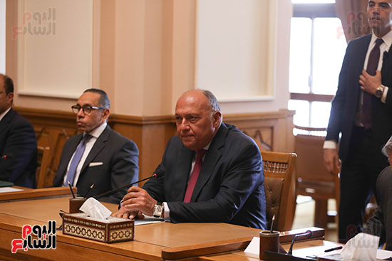 وزير الخارجية سامح شكري منذ قليل نظيره السوري فيصل المقداد (7)