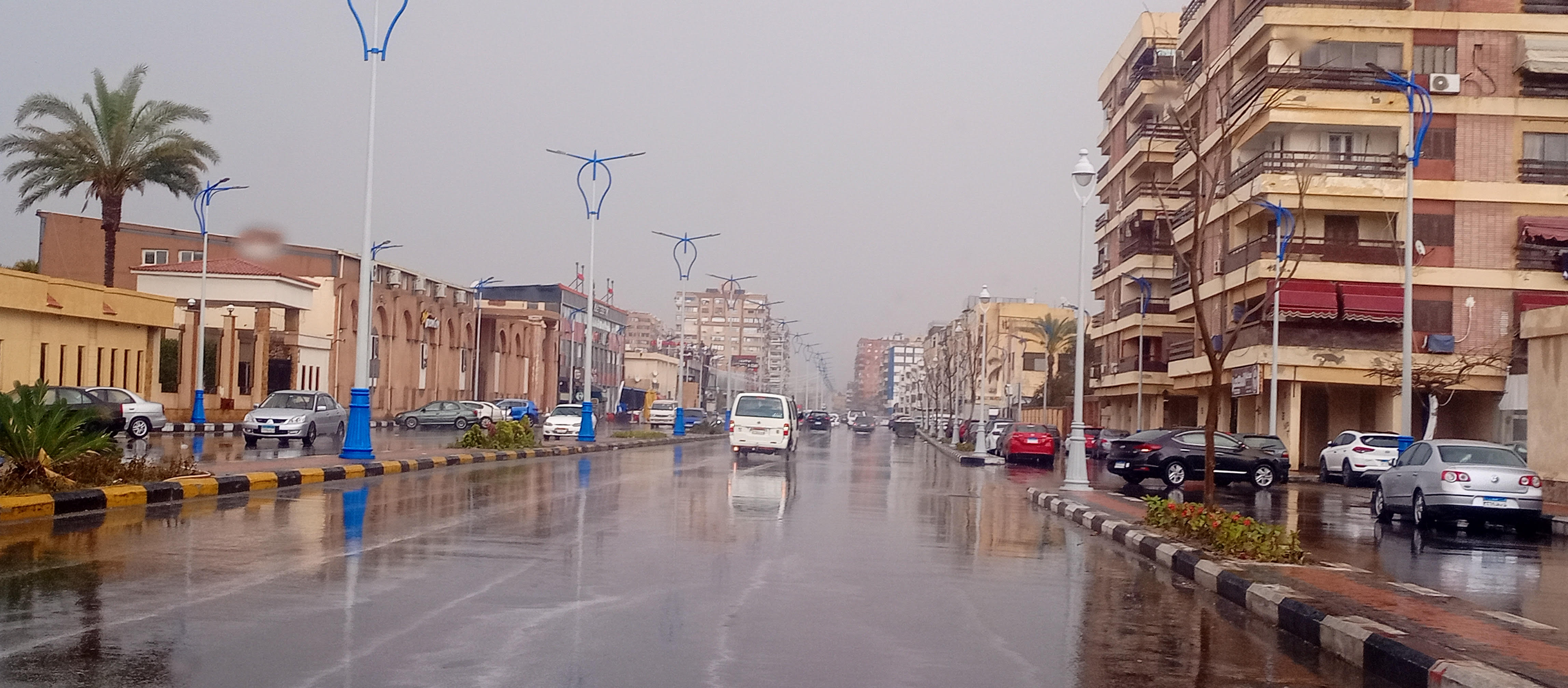 جانب من سقوط الأمطار الغزيرة على محافظة بورسعيد