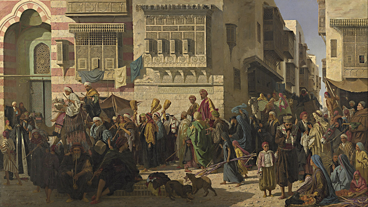 القاهرة القديمة، لوحة الرسام الاسترالي «روبرت دولينغ». (1874م)